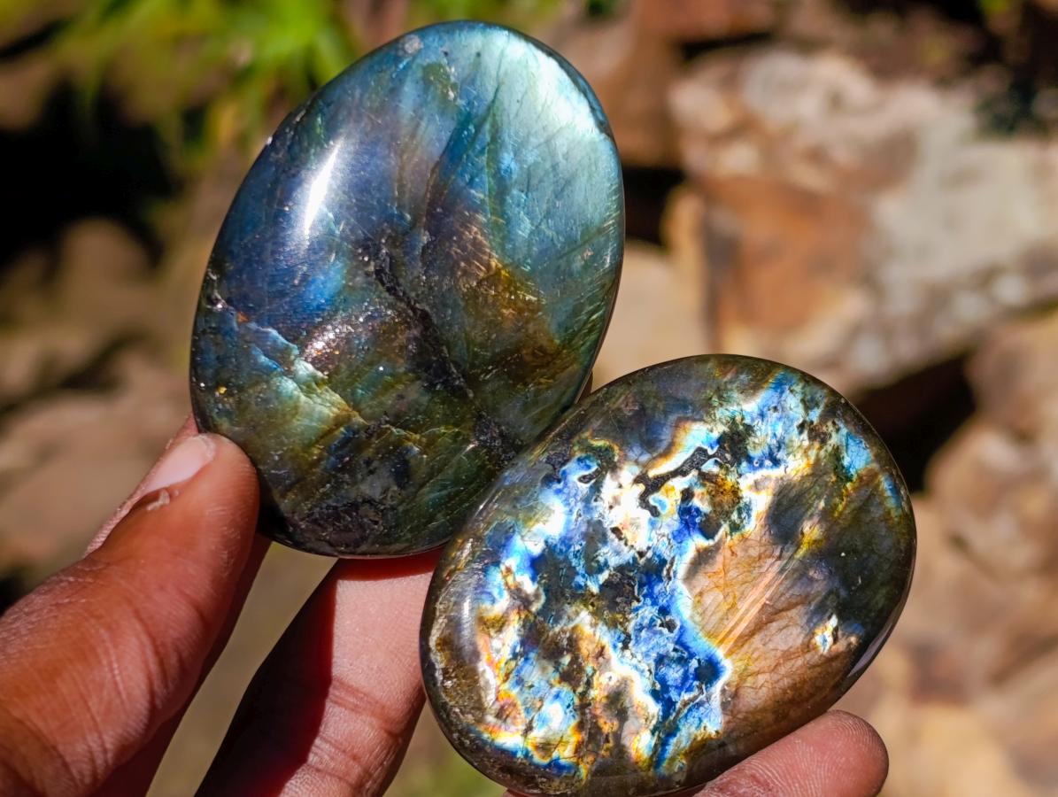Polished Labradorite Palm Stones x 24 From Madagascar - Toprock Gemstones and Minerals 