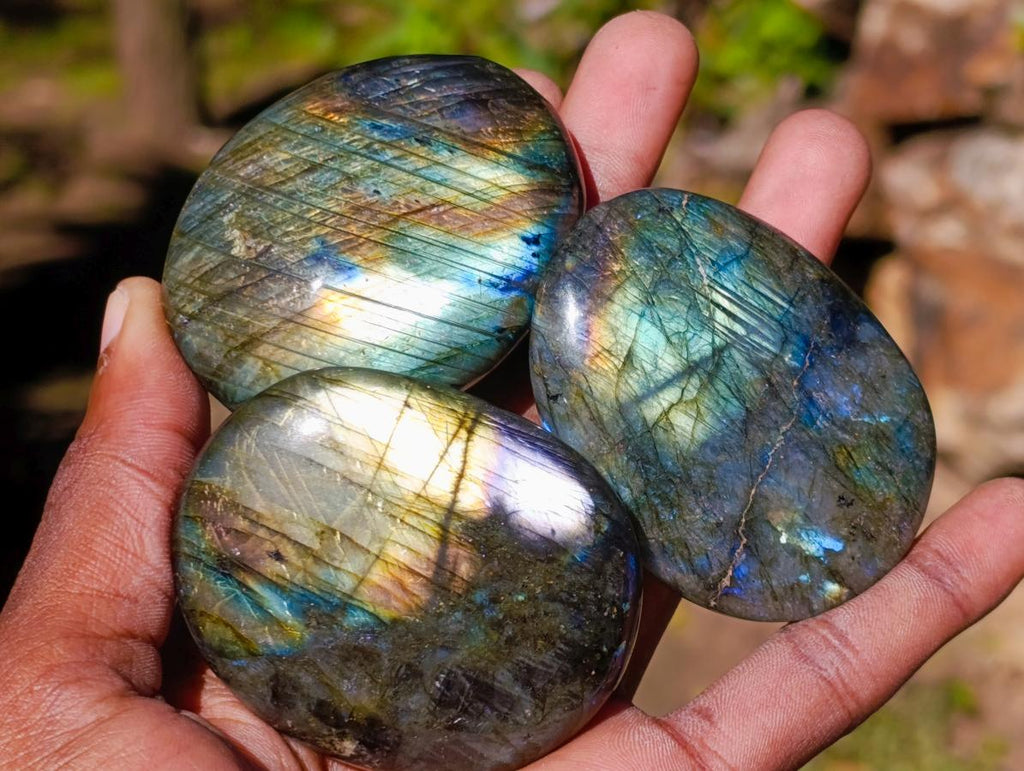 Polished Labradorite Palm Stones x 24 From Madagascar - Toprock Gemstones and Minerals 