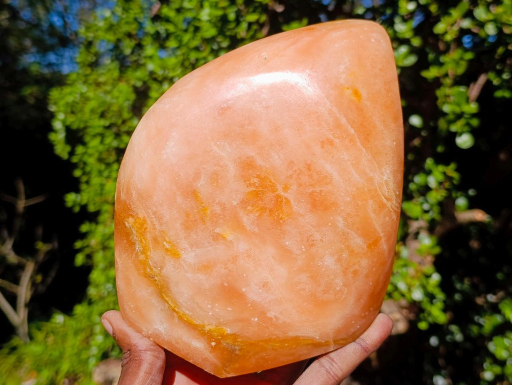 Polished Large Orange Twist Calcite Standing Display Piece x 1 From Maevantanana, Madagascar - Toprock Gemstones and Minerals 