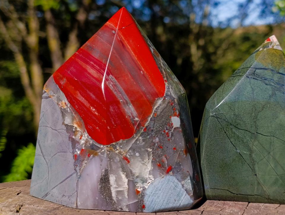 Polished Bloodstone Display Crystal Points x 2 From Swaziland - Toprock Gemstones and Minerals 