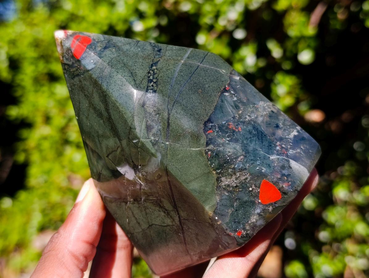 Polished Bloodstone Display Crystal Points x 2 From Swaziland - Toprock Gemstones and Minerals 