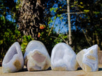 Polished Blue Lace Agate Standing Display Pieces x 4 From Nsanje, Malawi - Toprock Gemstones and Minerals 