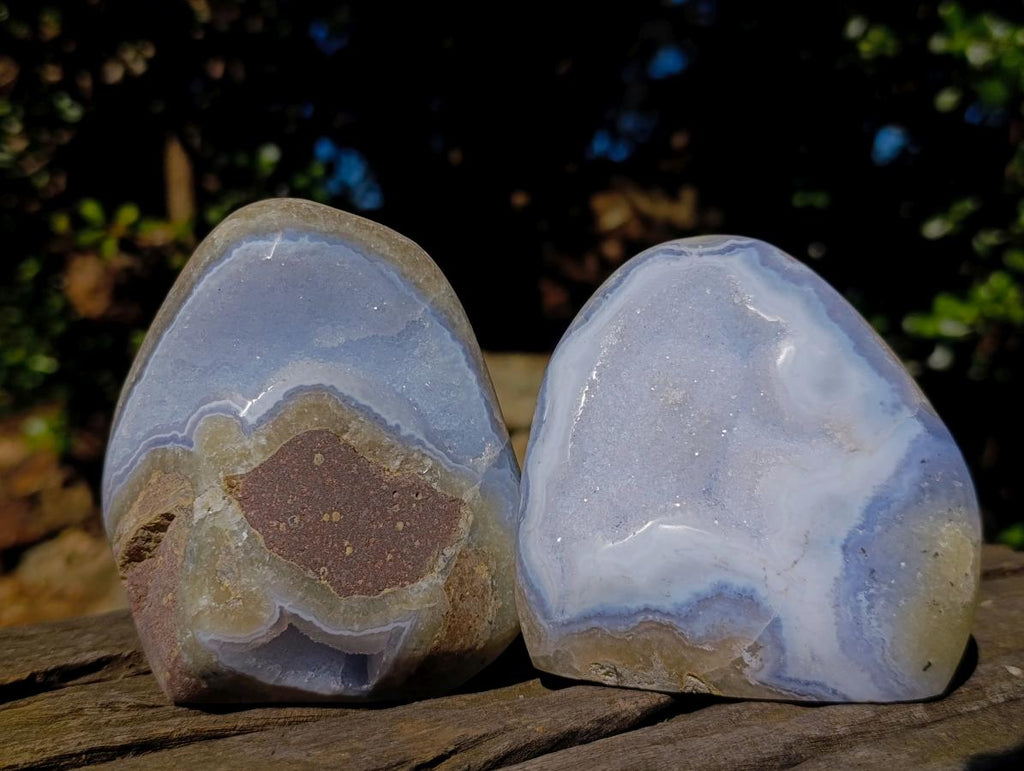 Polished Blue Lace Agate Standing Display Pieces x 4 From Nsanje, Malawi - Toprock Gemstones and Minerals 