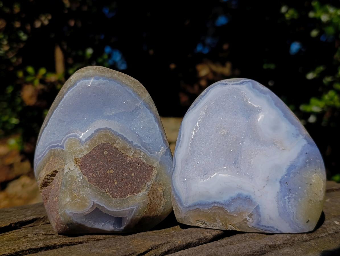 Polished Blue Lace Agate Standing Display Pieces x 4 From Nsanje, Malawi - Toprock Gemstones and Minerals 