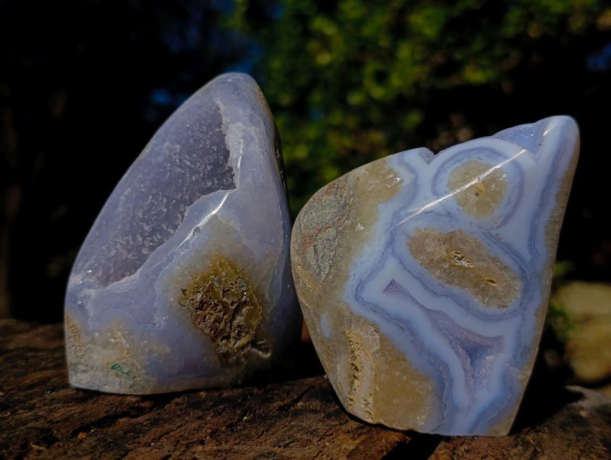 Polished Blue Lace Agate Standing Display Pieces x 4 From Nsanje, Malawi - Toprock Gemstones and Minerals 