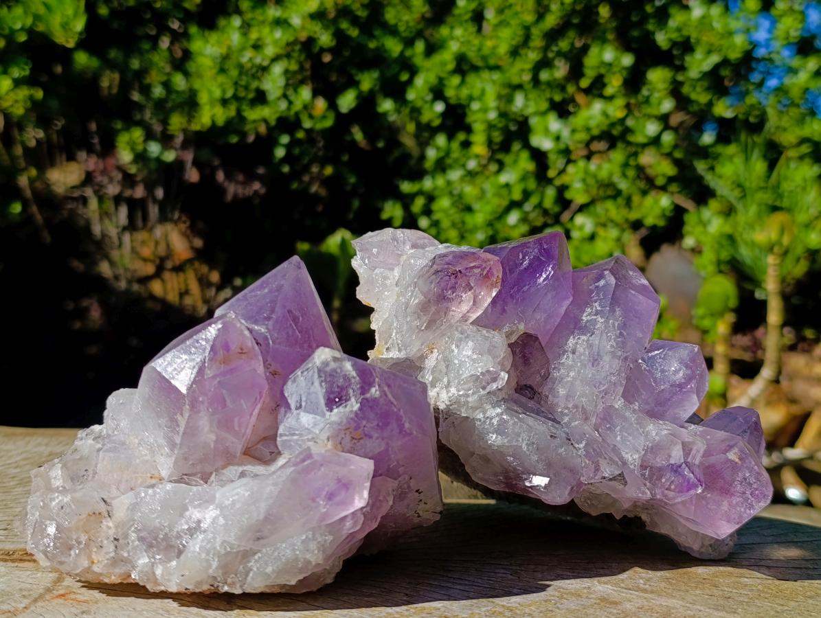 Natural Jacaranda Amethyst Clusters x 2 From Mumbwa, Zambia - Toprock Gemstones and Minerals 