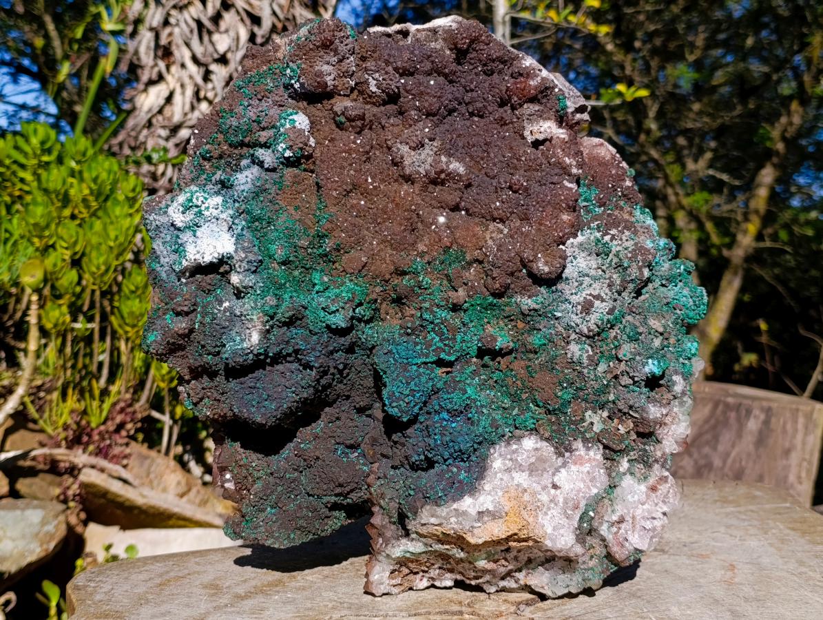 Natural XL Smokey Quartz coated with Malachite Specimen x 1 From Kambove, Congo - Toprock Gemstones and Minerals 
