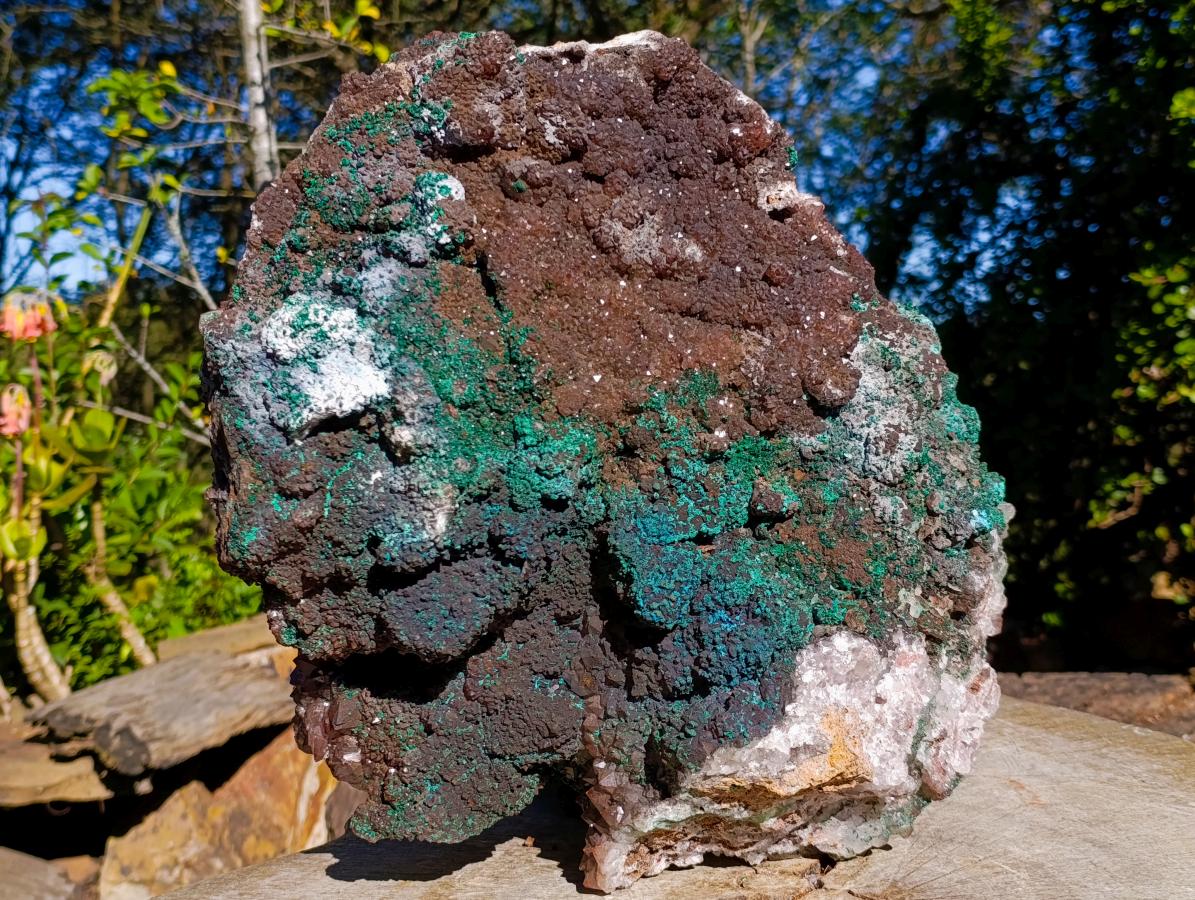 Natural XL Smokey Quartz coated with Malachite Specimen x 1 From Kambove, Congo - Toprock Gemstones and Minerals 