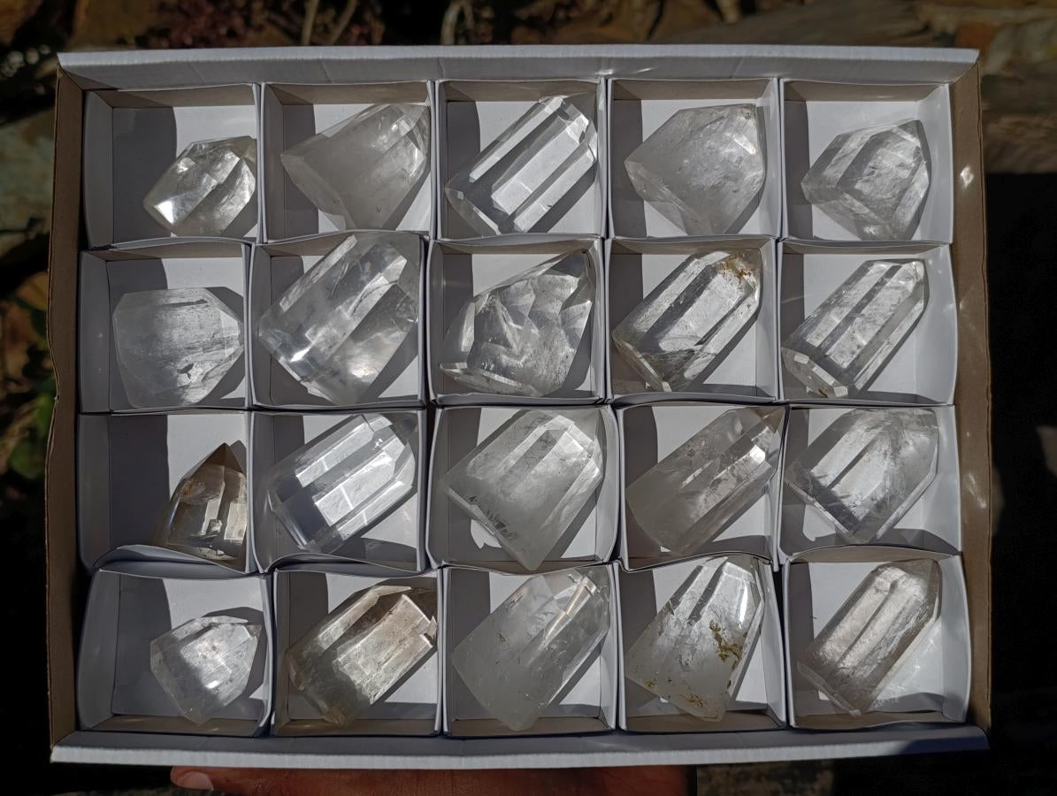 Polished Clear Quartz Display Crystals x 20 From Madagascar - Toprock Gemstones and Minerals 