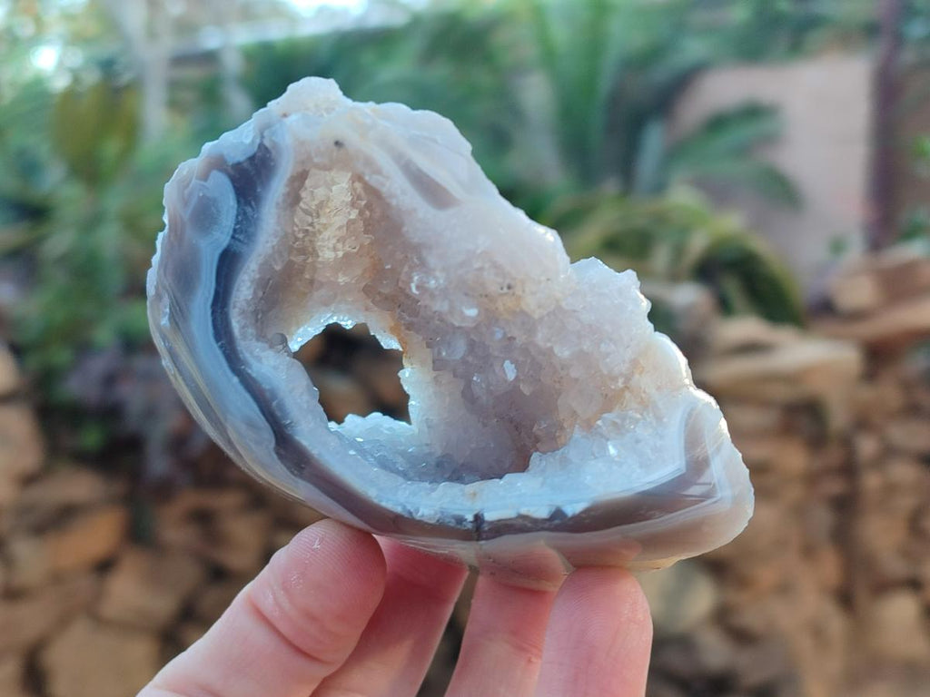 Polished Banded Agate with Crystalline Geodes x 12 From Maintirano, Madagascar - Toprock Gemstones and Minerals 
