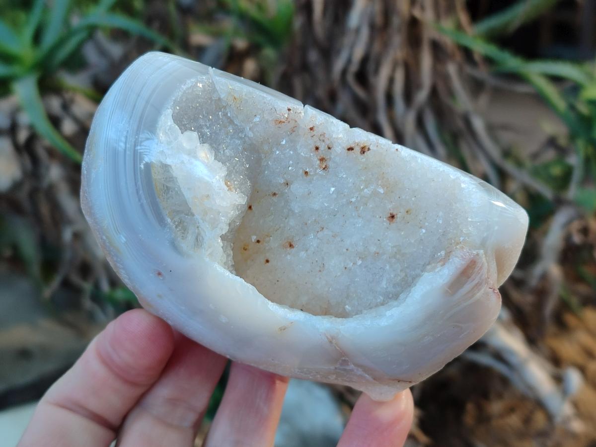 Polished Banded Agate with Crystalline Geodes x 12 From Maintirano, Madagascar - Toprock Gemstones and Minerals 