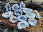 Polished Banded Agate with Crystalline Geodes x 12 From Maintirano, Madagascar - Toprock Gemstones and Minerals 