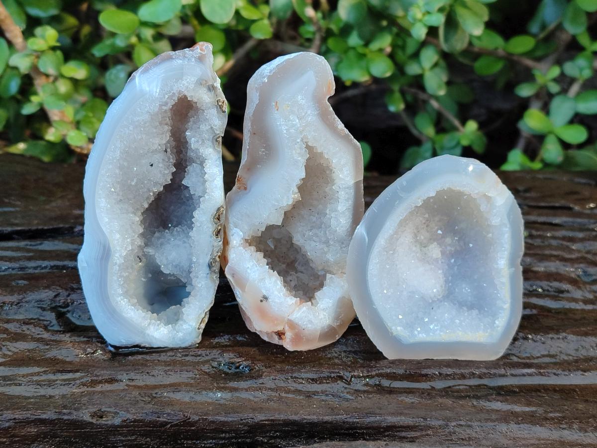 Polished Banded Agate with Crystalline Geodes x 12 From Maintirano, Madagascar - Toprock Gemstones and Minerals 