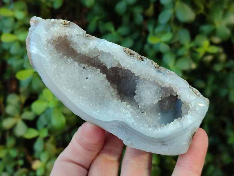 Polished Banded Agate with Crystalline Geodes x 12 From Maintirano, Madagascar - Toprock Gemstones and Minerals 
