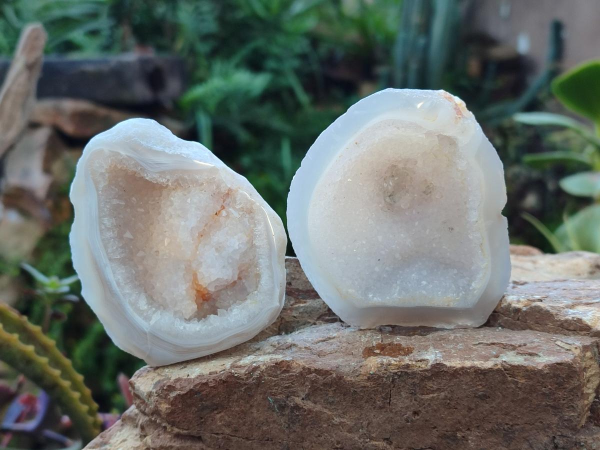Polished Banded Agate with Crystalline Geodes x 12 From Maintirano, Madagascar - Toprock Gemstones and Minerals 