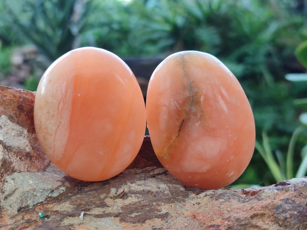 Polished Orange Twist Calcite Galets x 37 From Maevantanana, Madagascar - Toprock Gemstones and Minerals 