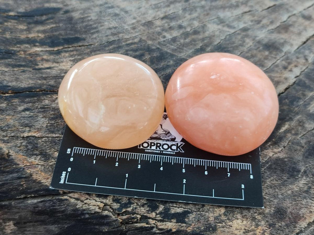 Polished Orange Twist Calcite Galets x 37 From Maevantanana, Madagascar - Toprock Gemstones and Minerals 