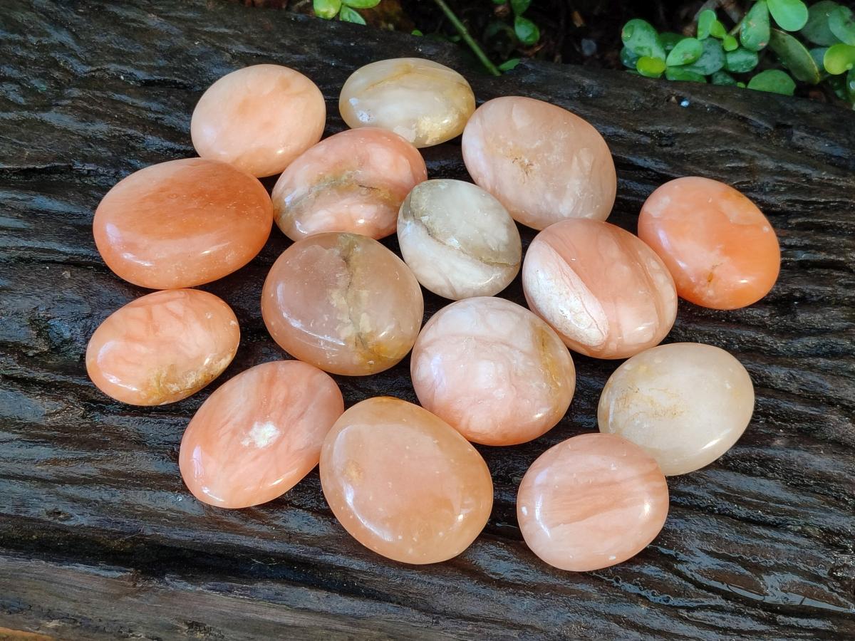 Polished Orange Twist Calcite Galets x 37 From Maevantanana, Madagascar - Toprock Gemstones and Minerals 