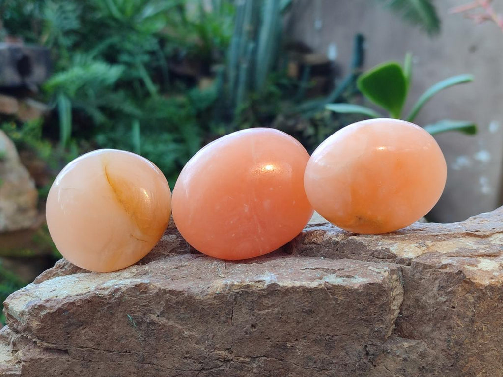 Polished Orange Twist Calcite Galets x 37 From Maevantanana, Madagascar - Toprock Gemstones and Minerals 