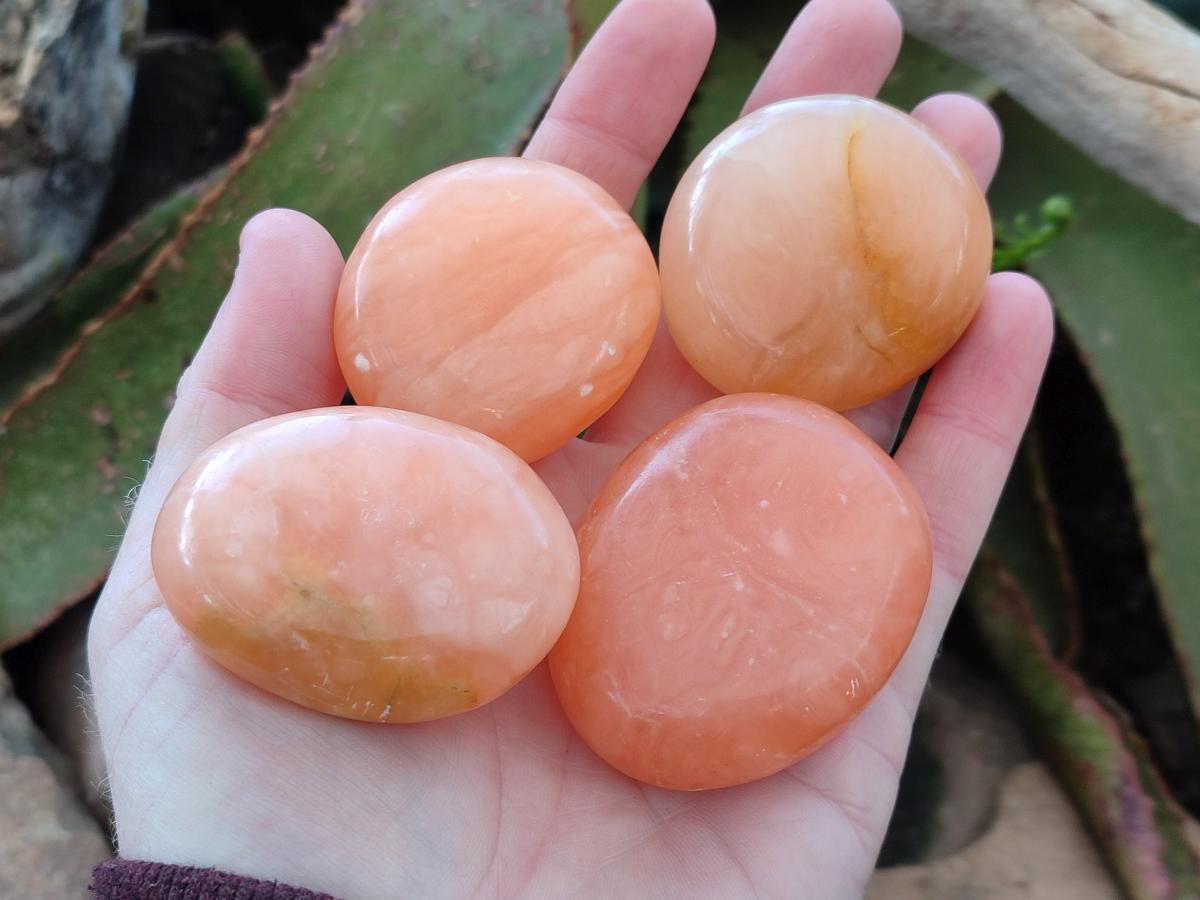 Polished Orange Twist Calcite Galets x 37 From Maevantanana, Madagascar - Toprock Gemstones and Minerals 