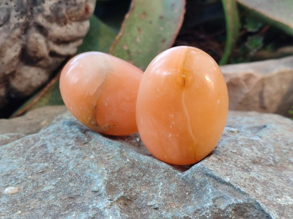 Polished Orange Twist Calcite Galets x 37 From Maevantanana, Madagascar - Toprock Gemstones and Minerals 