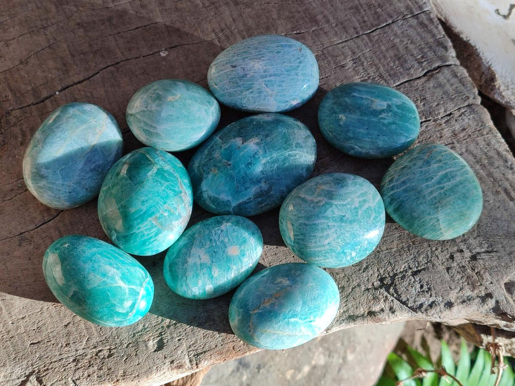 Polished Amazonite Palm Stones x 24 From Madagascar - Toprock Gemstones and Minerals 