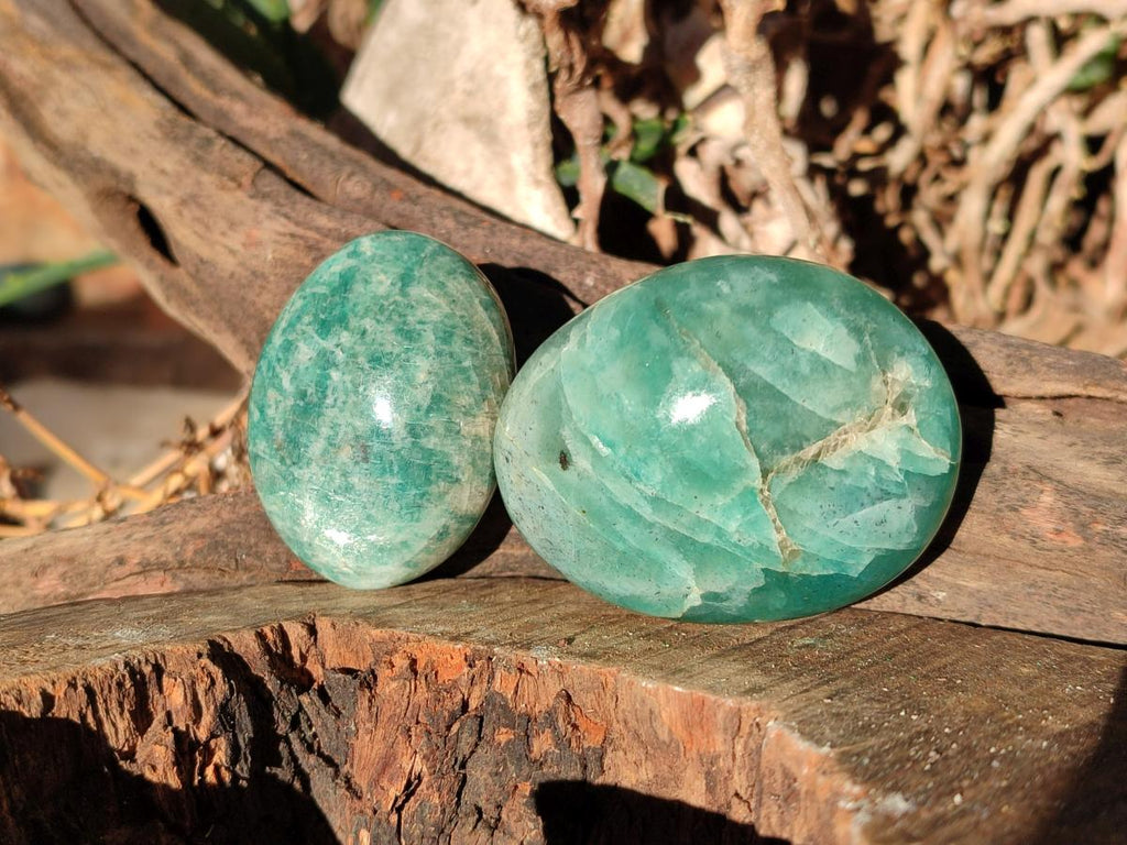 Polished Amazonite Palm Stones x 24 From Madagascar - Toprock Gemstones and Minerals 