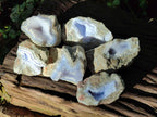 Natural Blue Lace Agate Geode Specimens x 6 From Nsanje, Malawi - Toprock Gemstones and Minerals 