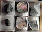 Polished Rare Purple Sunset Flash Labradorite Standing Display Pieces x 6 From Madagascar - Toprock Gemstones and Minerals 
