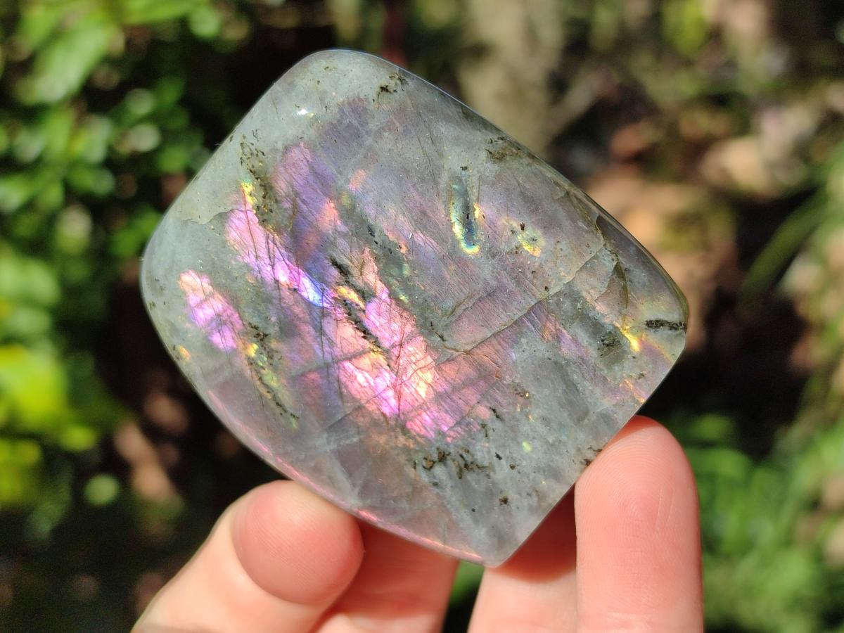 Polished Rare Purple Sunset Flash Labradorite Standing Display Pieces x 6 From Madagascar - Toprock Gemstones and Minerals 