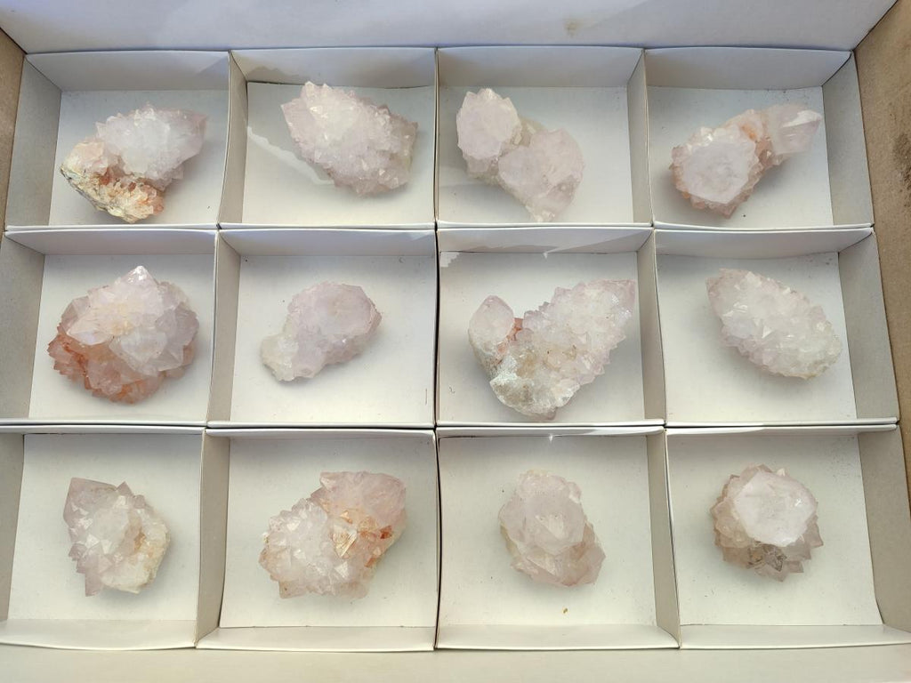 Natural Cactus Flower Pale Lilac Spirit Amethyst Clusters x 12 From South Africa - Toprock Gemstones and Minerals 