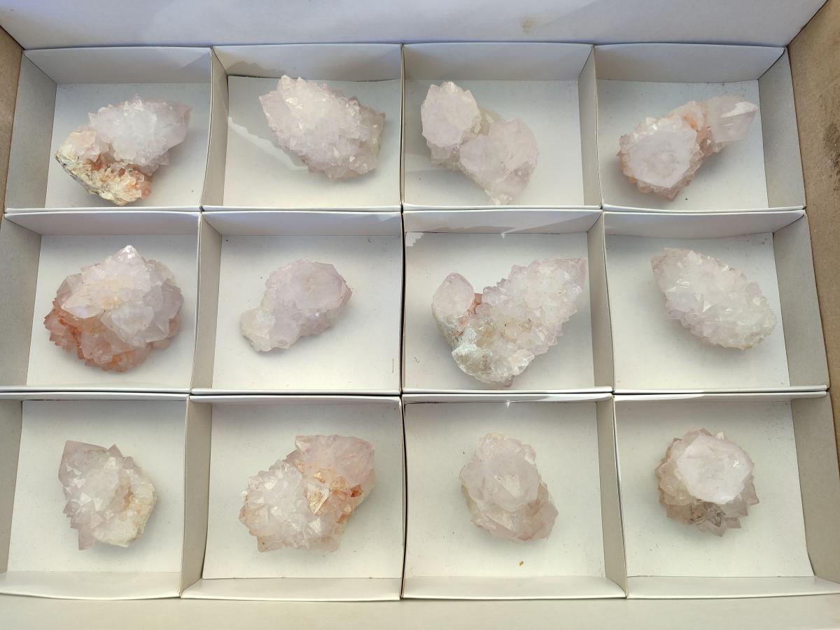 Natural Cactus Flower Pale Lilac Spirit Amethyst Clusters x 12 From South Africa - Toprock Gemstones and Minerals 