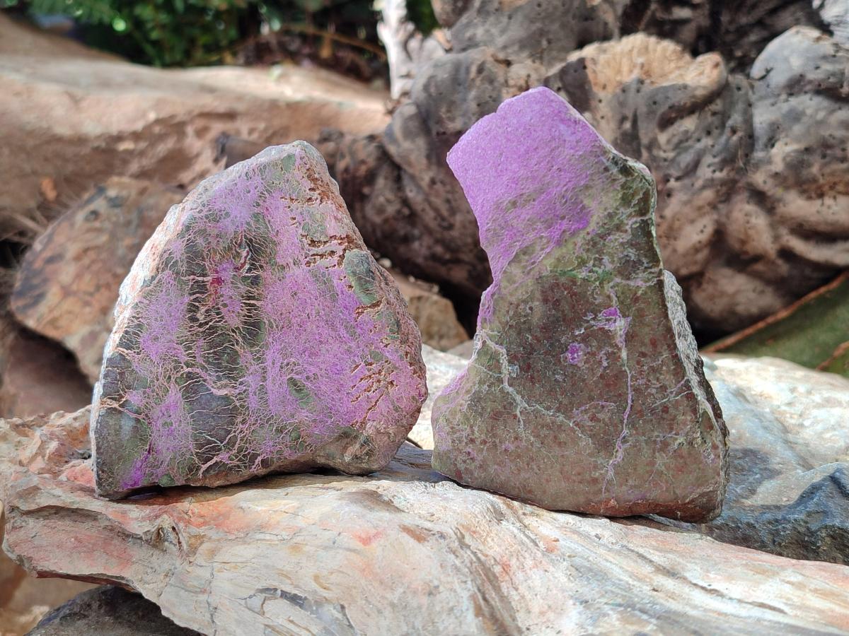 Polished One Side Stichtite Slices x 12 From Barberton, South Africa - Toprock Gemstones and Minerals 