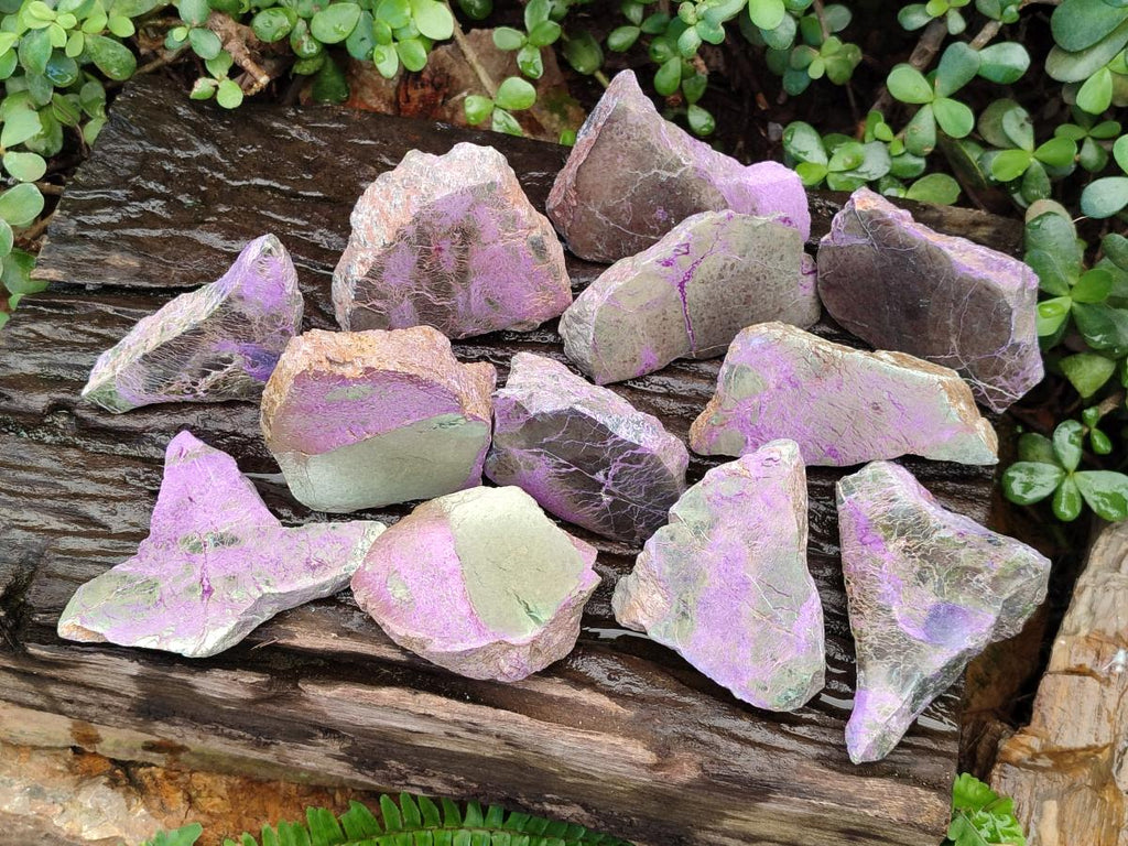 Polished One Side Stichtite Slices x 12 From Barberton, South Africa - Toprock Gemstones and Minerals 
