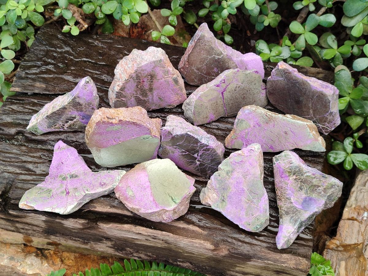 Polished One Side Stichtite Slices x 12 From Barberton, South Africa - Toprock Gemstones and Minerals 