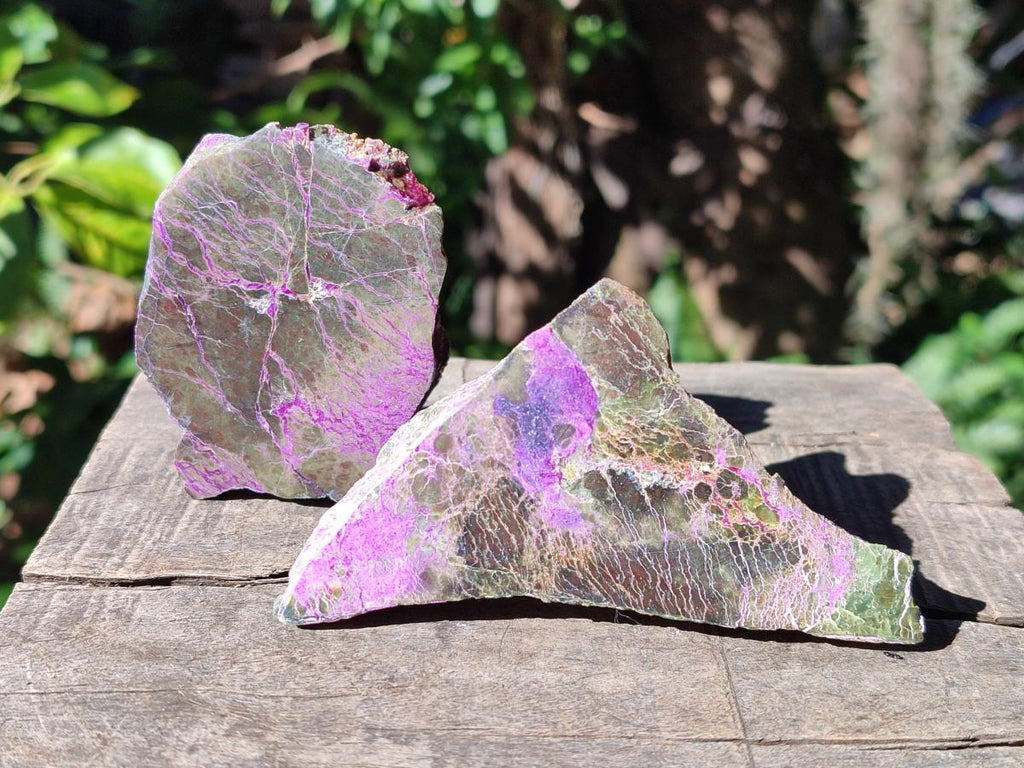 Polished One Side Stichtite Slices x 12 From Barberton, South Africa - Toprock Gemstones and Minerals 