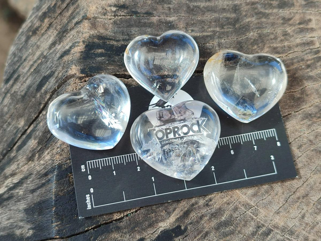 Polished Clear Quartz Crystal Hearts x 35 From Madagascar - Toprock Gemstones and Minerals 