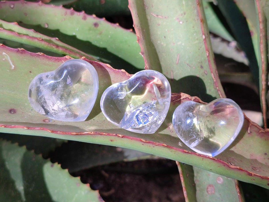 Polished Clear Quartz Crystal Hearts x 35 From Madagascar - Toprock Gemstones and Minerals 