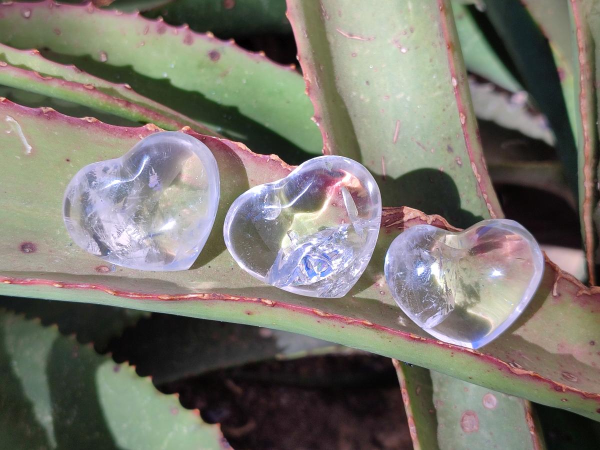 Polished Clear Quartz Crystal Hearts x 35 From Madagascar - Toprock Gemstones and Minerals 