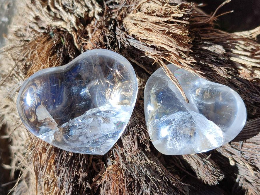 Polished Clear Quartz Crystal Hearts x 35 From Madagascar - Toprock Gemstones and Minerals 