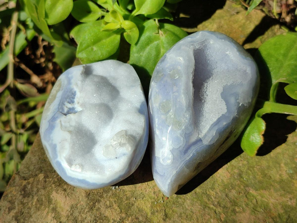 Polished Blue Lace Agate Free Forms x 12 From Nsanje, Malawi - Toprock Gemstones and Minerals 