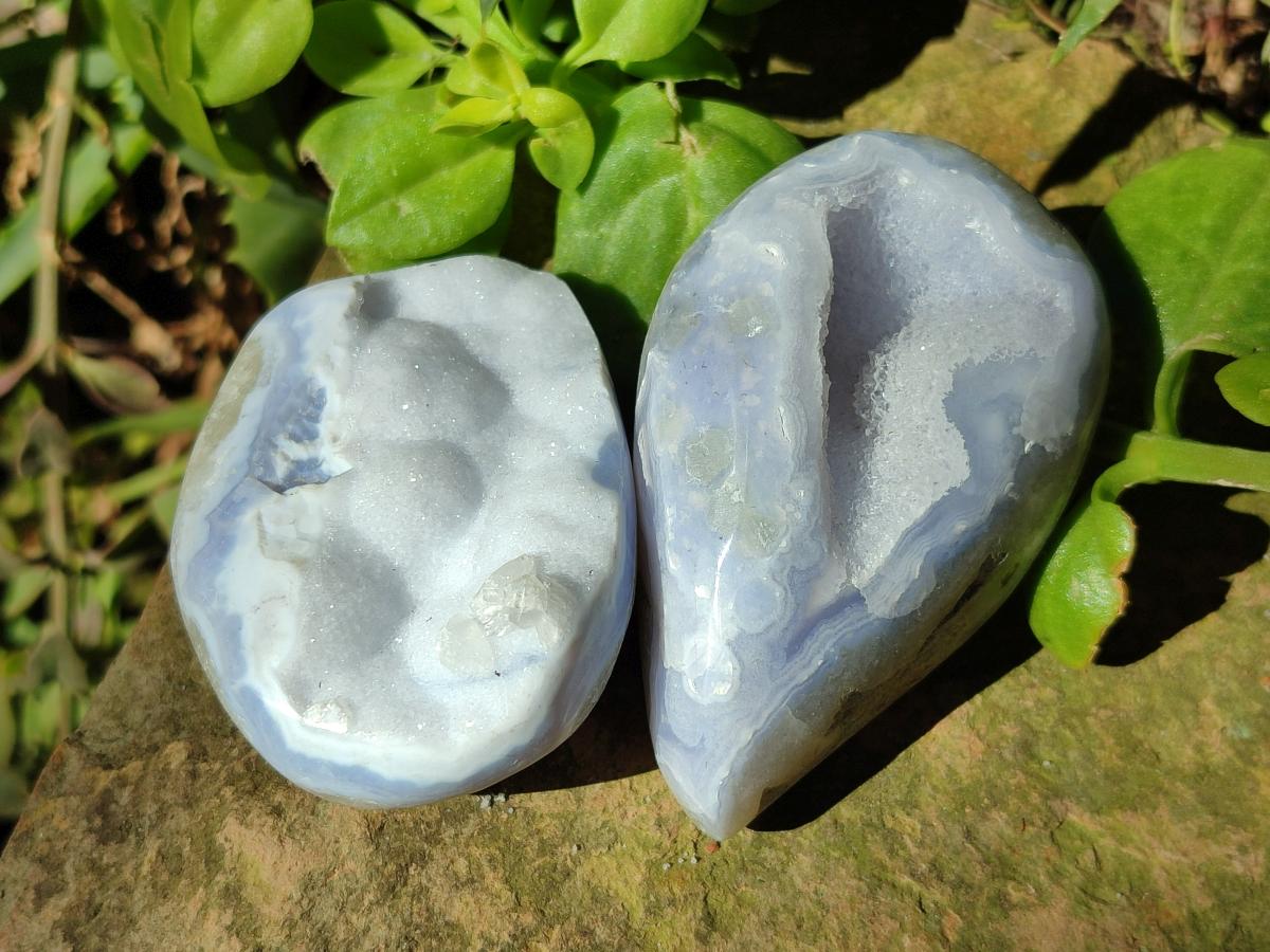 Polished Blue Lace Agate Free Forms x 12 From Nsanje, Malawi - Toprock Gemstones and Minerals 