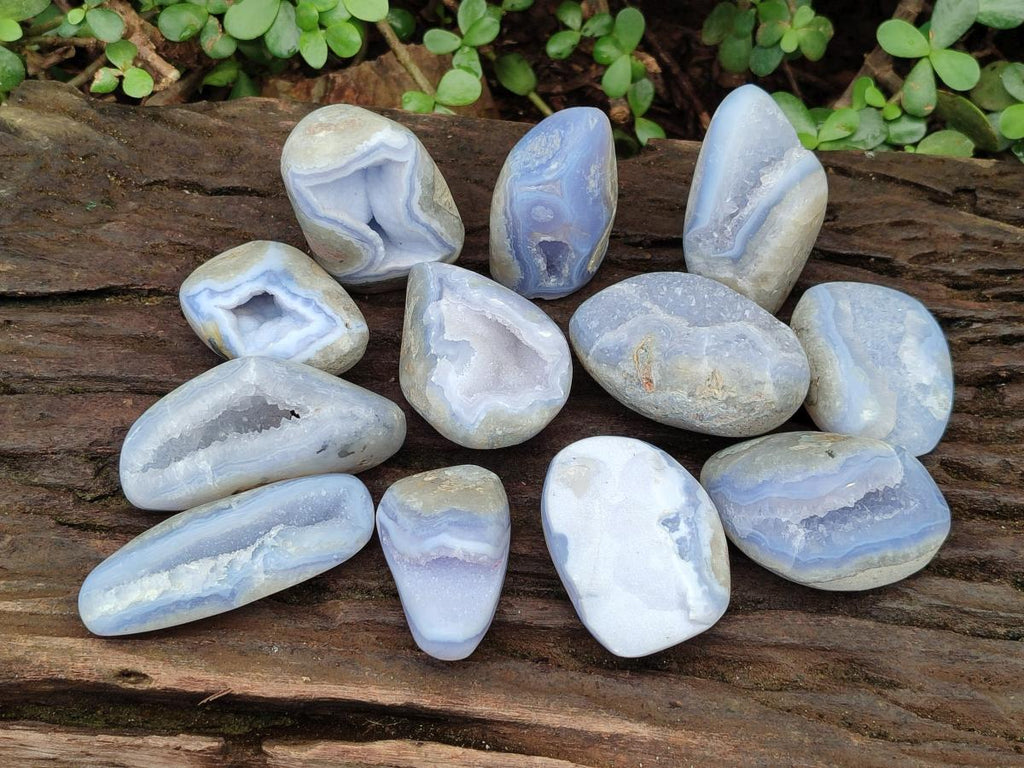 Polished Blue Lace Agate Free Forms x 12 From Nsanje, Malawi - Toprock Gemstones and Minerals 