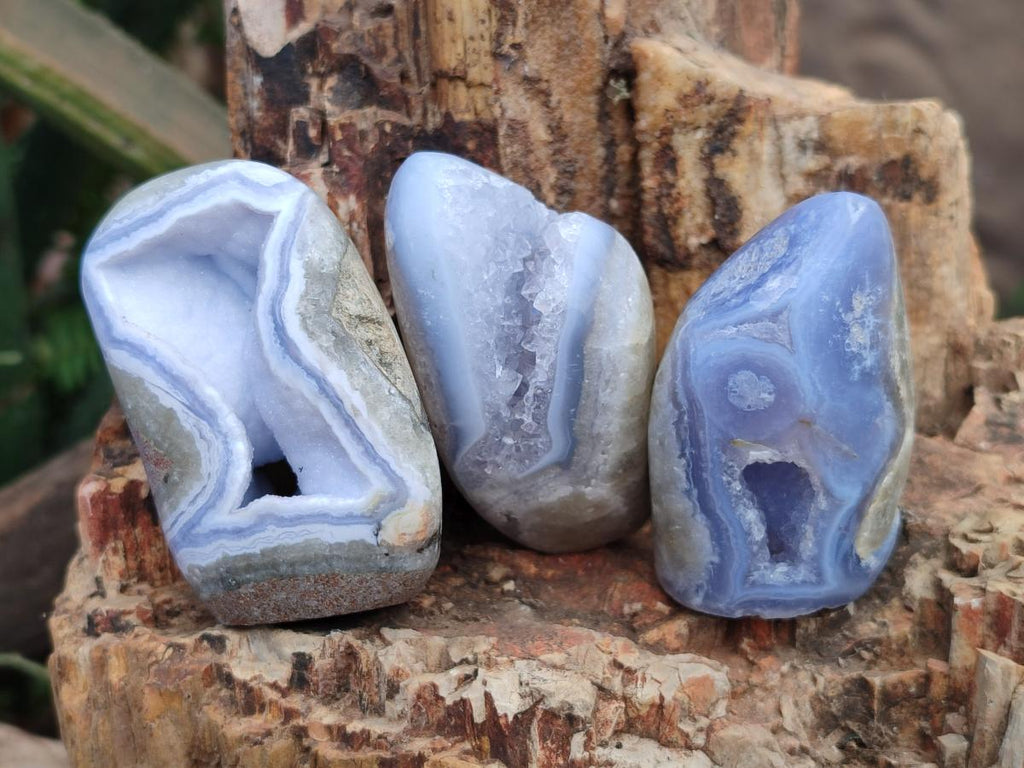 Polished Blue Lace Agate Free Forms x 12 From Nsanje, Malawi - Toprock Gemstones and Minerals 