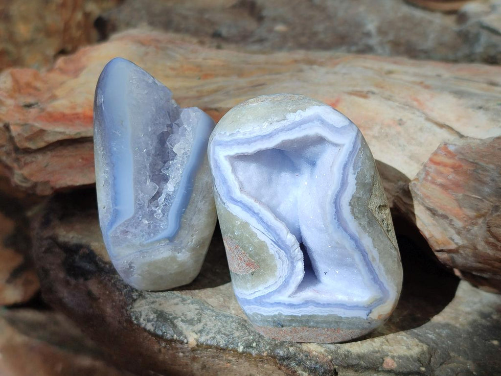 Polished Blue Lace Agate Free Forms x 12 From Nsanje, Malawi - Toprock Gemstones and Minerals 