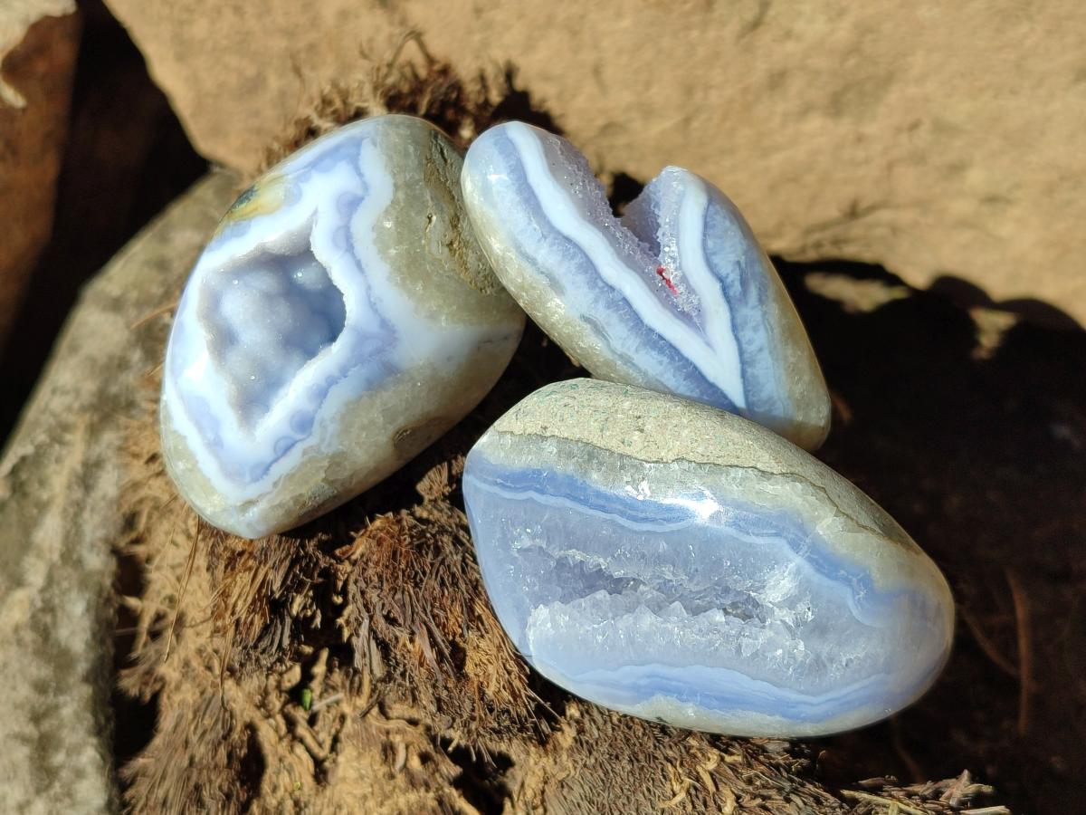 Polished Blue Lace Agate Free Forms x 12 From Nsanje, Malawi - Toprock Gemstones and Minerals 