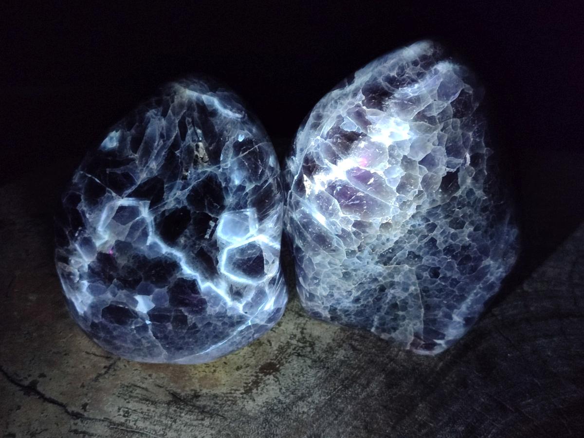 Polished Purple Chevron Amethyst Standing Display Pieces x 2 From Madagascar - Toprock Gemstones and Minerals 