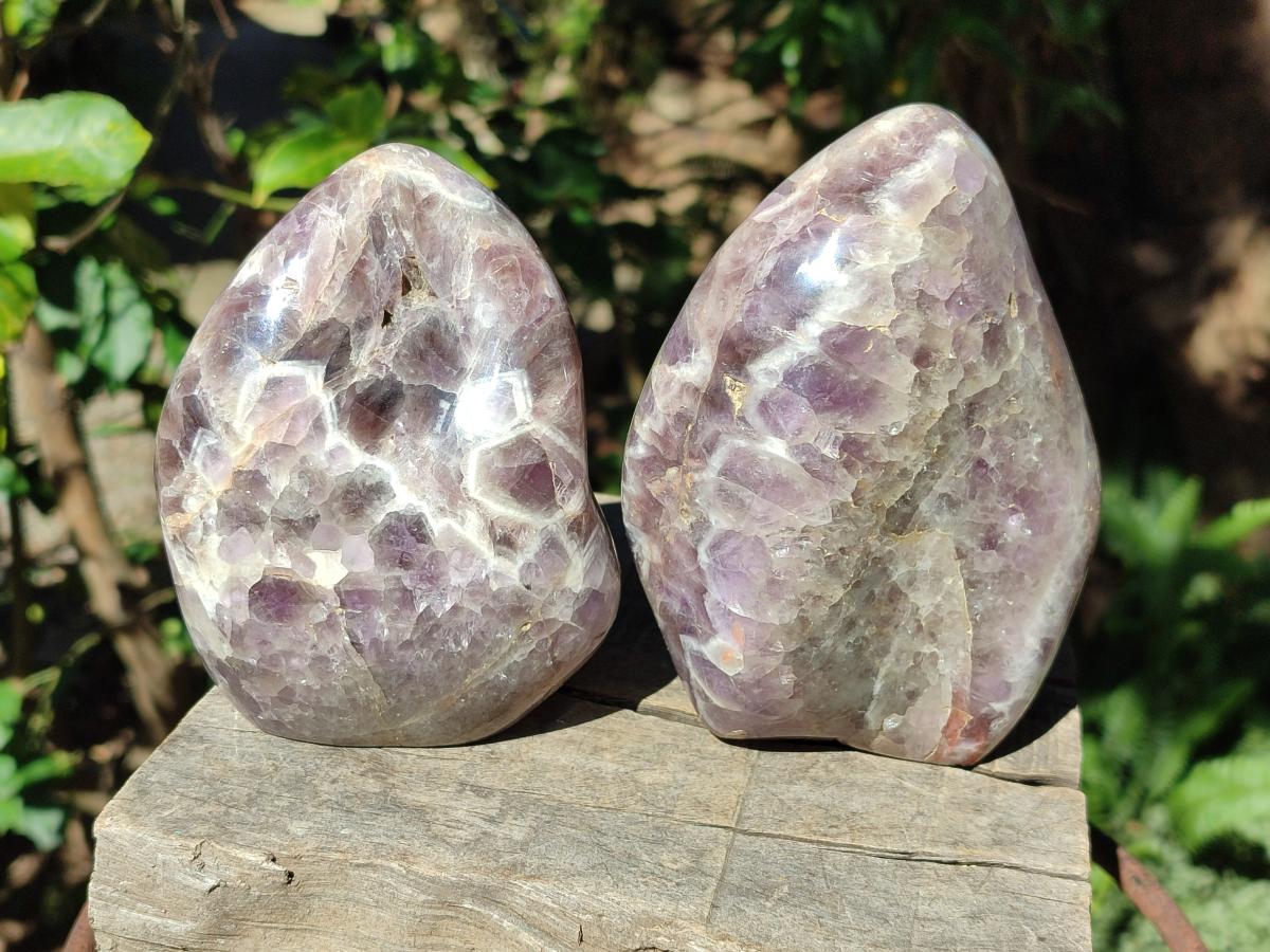 Polished Purple Chevron Amethyst Standing Display Pieces x 2 From Madagascar - Toprock Gemstones and Minerals 