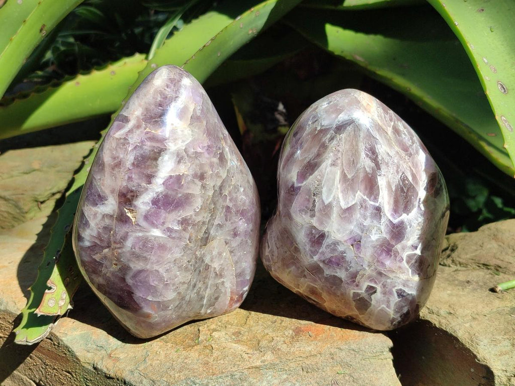Polished Purple Chevron Amethyst Standing Display Pieces x 2 From Madagascar - Toprock Gemstones and Minerals 