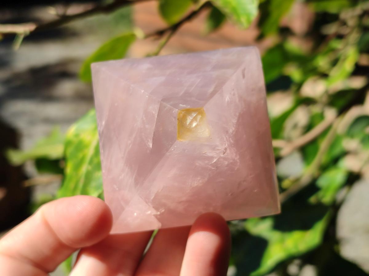 Polished Gemmy Rose Quartz Pyramids x 6 From Madagascar - Toprock Gemstones and Minerals 